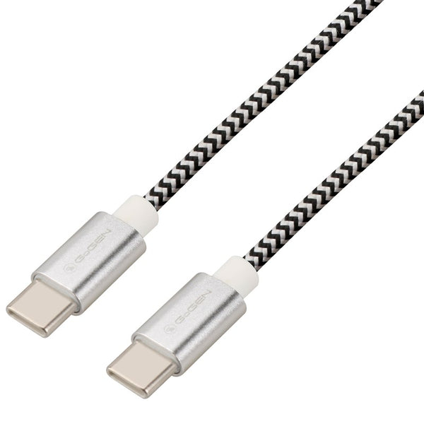 Kábel GoGEN USB-C / USB-C, 1m, opletený (USBCC100MM24) strieborný