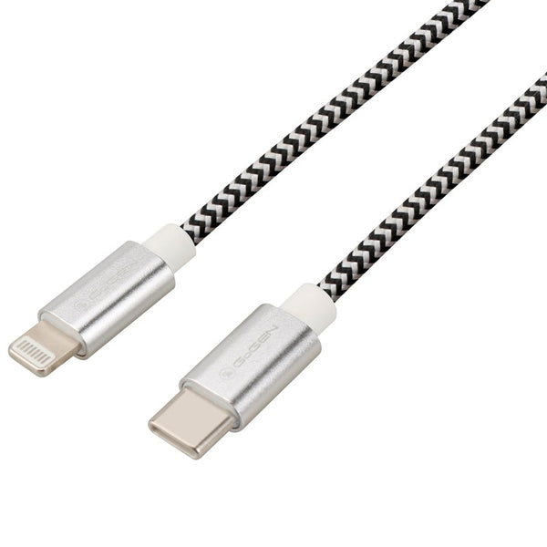 Kábel GoGEN USB-C / Lightning, 2m, opletený (USBC8P200MM24) strieborný