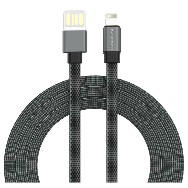 Kábel GoGEN USB-A / Lightning, 1m, oboustranný, plochý (LIGHTN100MM10) sivý