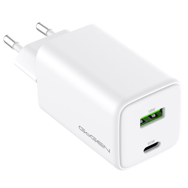 Nabíjačka do siete GoGEN ACHPDQ265, 1x USB-C PD 65W + 1x USB-A 18W (ACHPDQ265W01) biela